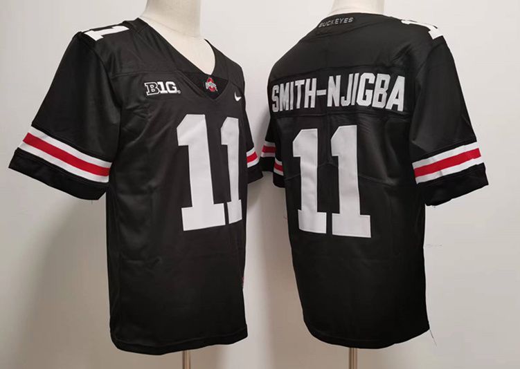 Men Ohio State Buckeyes #11 Smith-Njigba Black Nike 2025 NCAA Jersey style 1